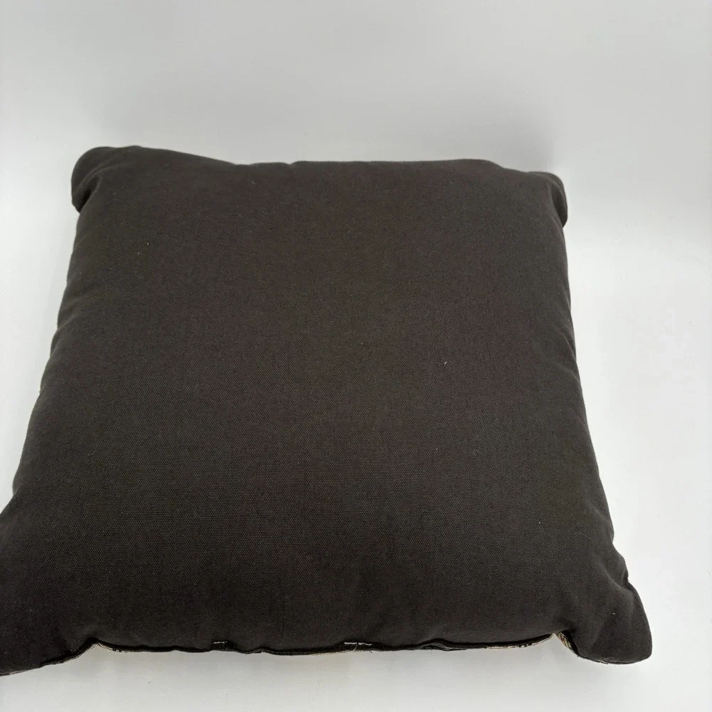 Black And Gold Beaded Geometric Accent Pillow‎ 14x14 Luxury Chic VGUC